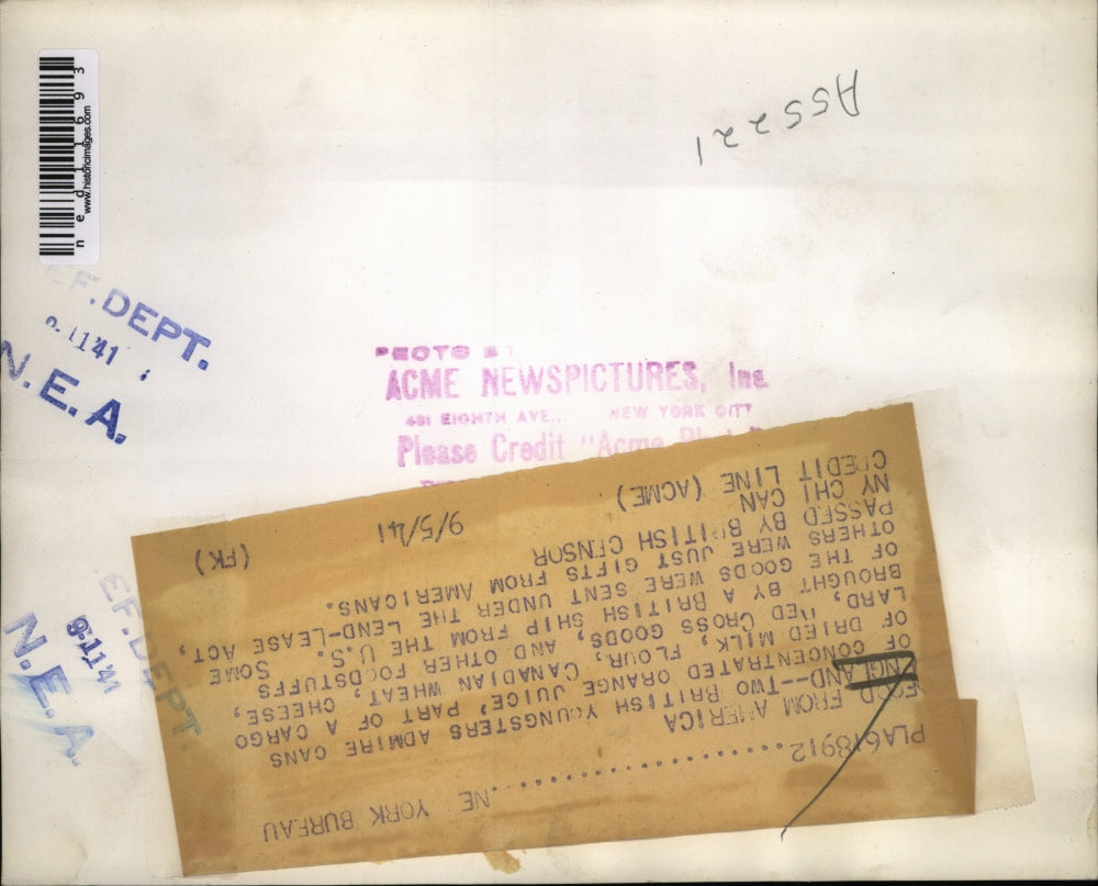 1941 Media Photo Youngsters on orange juice cans from America to England