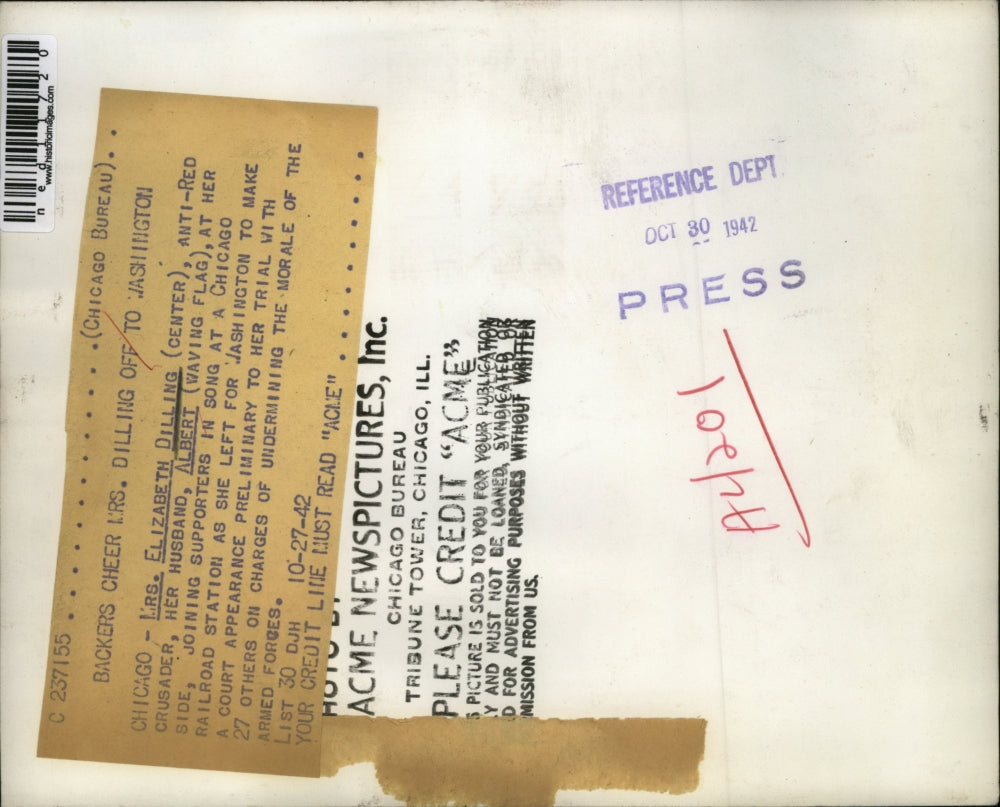 1942 Media Photo Chicago Mr & Mrs Mrs A Dilling and anti Red crusaders