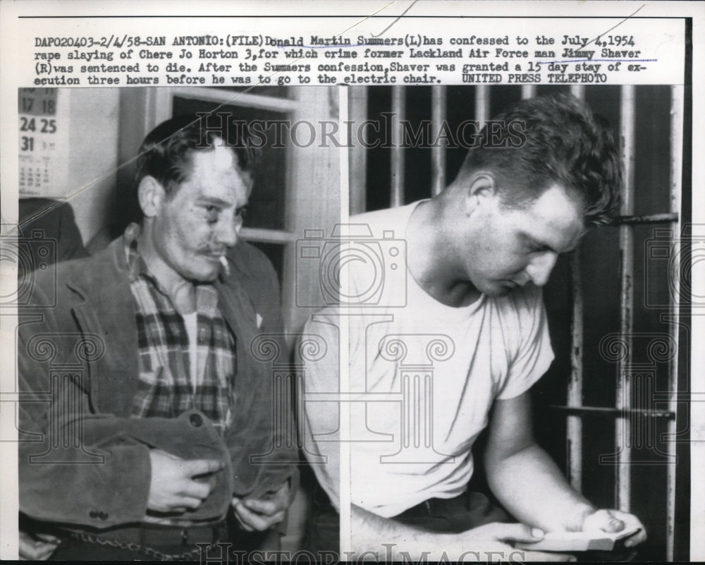 1958 Media Photo San Antonio Tex Don Summers confesses to murder, J Shaver freed