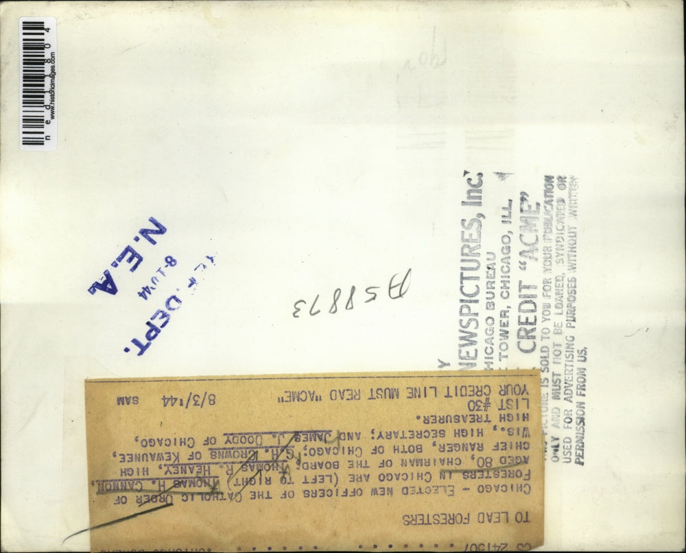 1944 Press Photo Chicago Order Of Foresters, Thomas H Cannon & Thomas Heaney