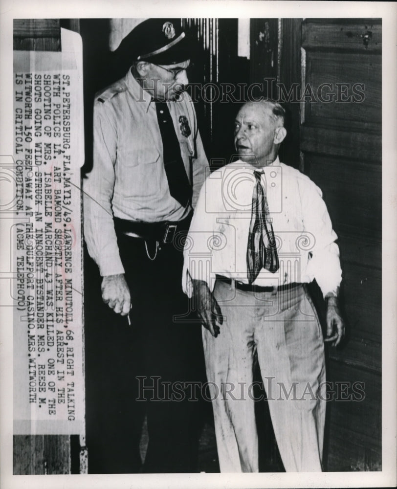 1949 Media Photo Lawrence Minutoli With Lt. Art Bamond After Arrest in Shooting