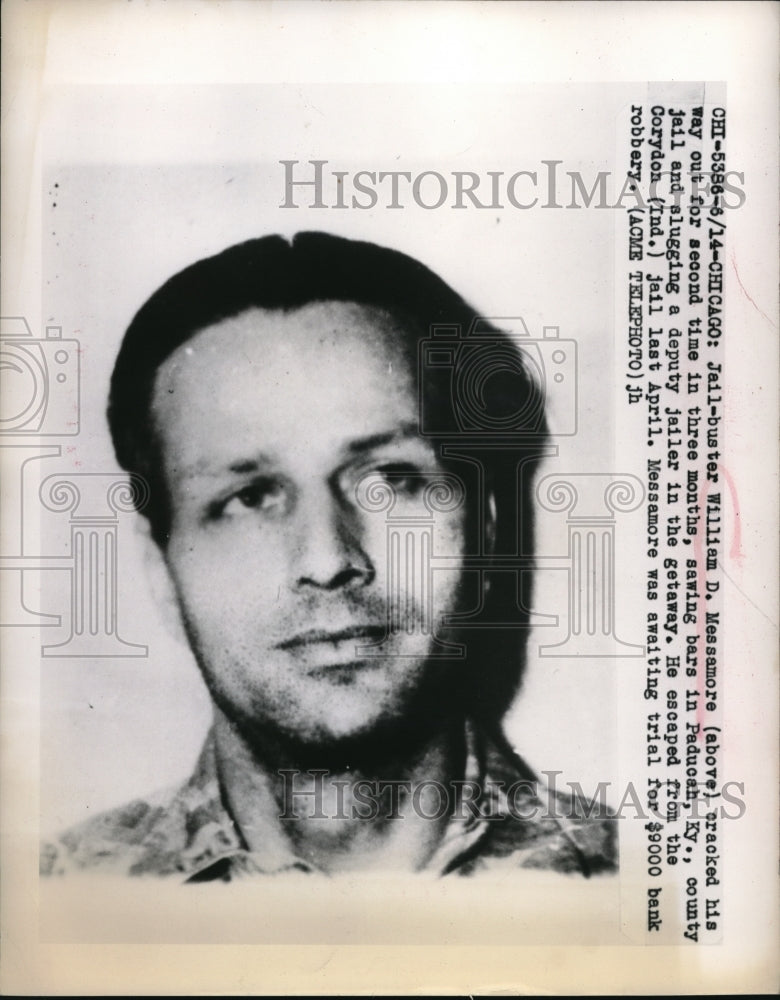 1949 Press Photo William Messamore Jail Buster Who Escaped From Corydon, IN Jail