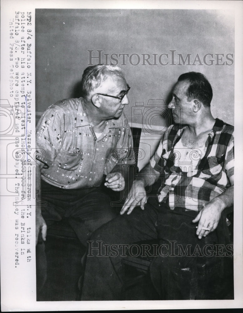 1955 Media Photo Police Talk To The Man Who Failed To Rob The Bank Of $500,000