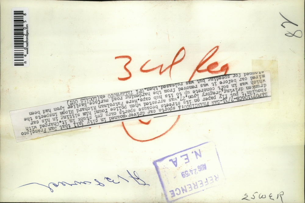 1959 Media Photo San Francisco Gregory Lyon Richard Bloom Drunking Driving