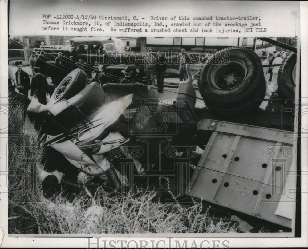 1960 Media Photo Cincinnati Ohio Thomas Crickmore Tractor Trailer Accident