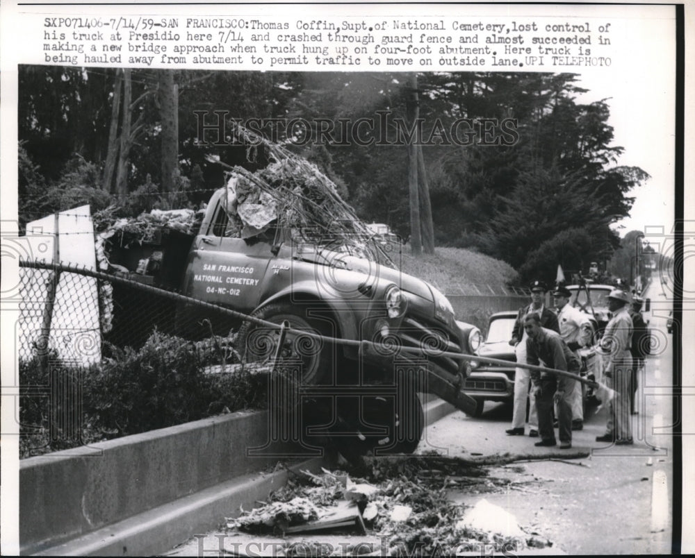 1959 Media Photo Thomas Coffin Lost Control Of Truck And Crashed Into Traffic