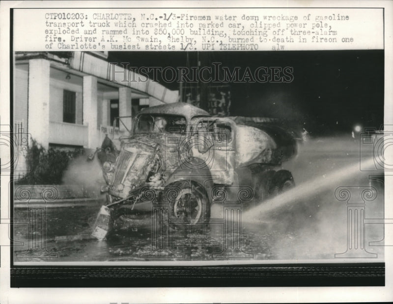 Load image into Gallery viewer, 1959 Press Photo Gasoline Transport Truck Exploded
