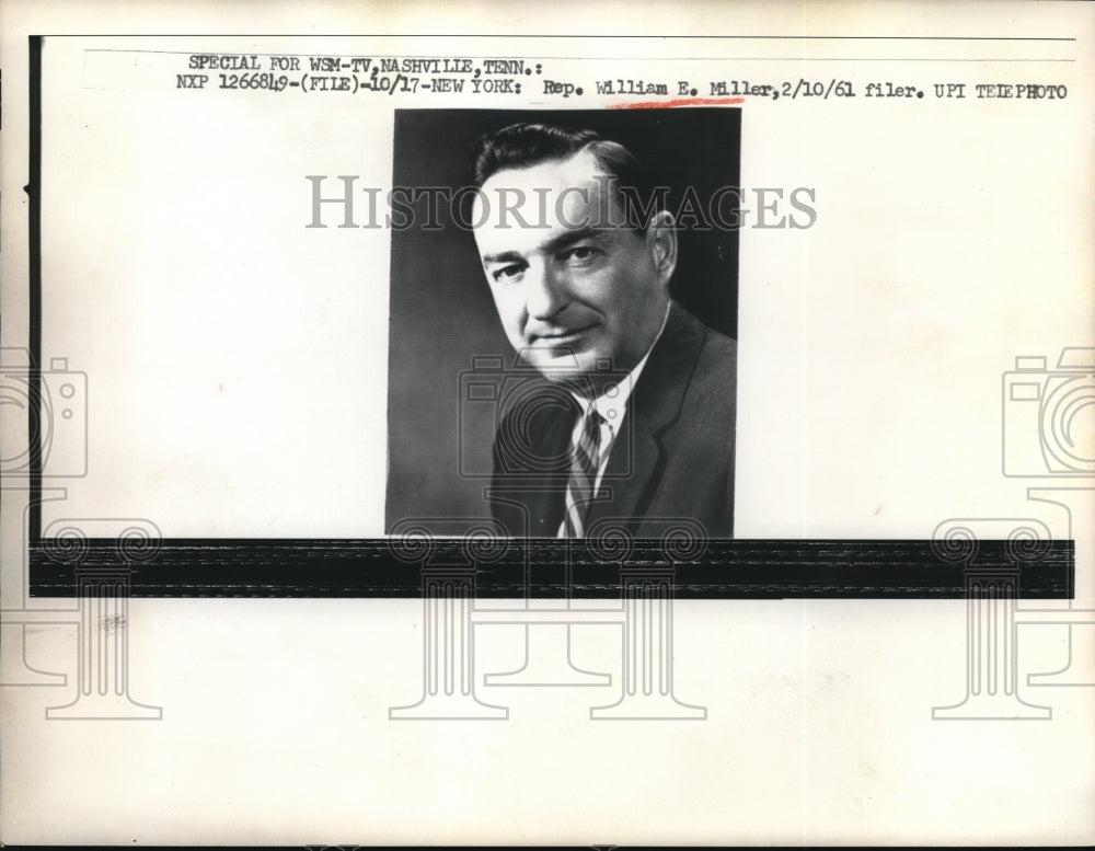 1961 Press Photo Rep. William E. Miller- Historic Images