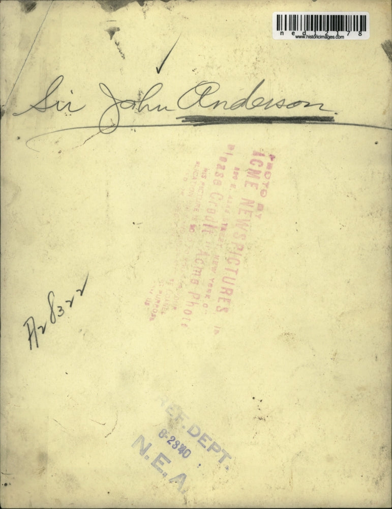 1940 Media Photo Sir John Anderson is a former United States Congressman