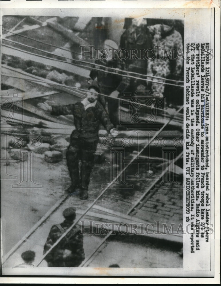 1960 Media Photo Algiers Barricade Rebel Pierre LeGaillarde French Troops