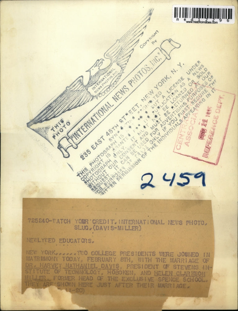 1935 Media Photo New York Doctor Harvey Nathaniel Davis Helen Clarkson Miller