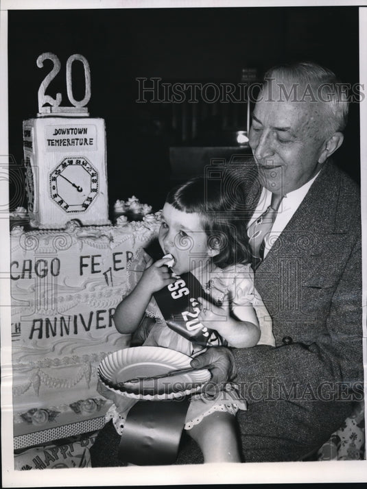 1954 Press Photo A.I. Jens Celebrates Chicago Federal & Loan Assoc. 20th Year - Historic Images