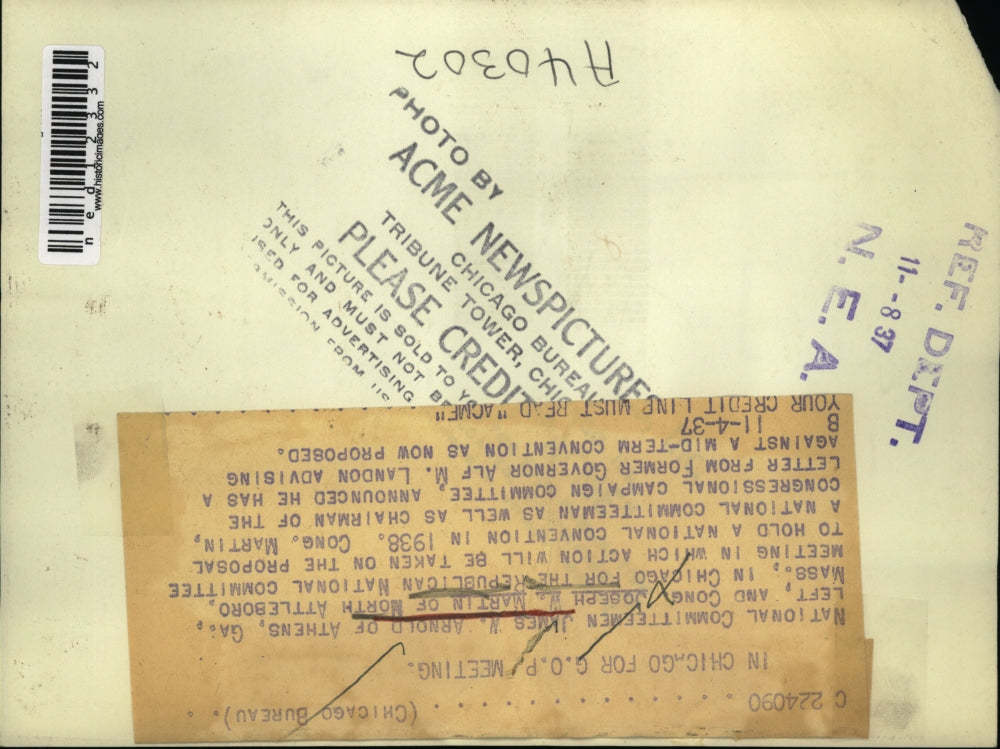 1937 Media Photo National Committeemen James Arnold, Joseph W. Martin