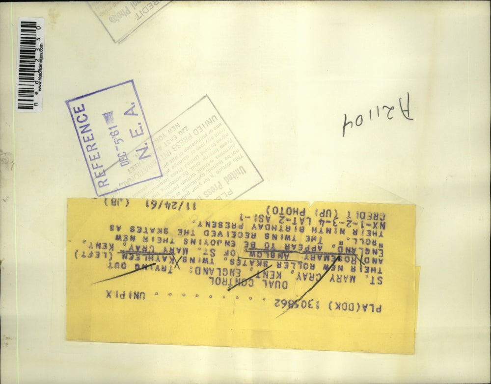 1961 Media Photo Kathleen and Rosemary Anblow Rollerskating