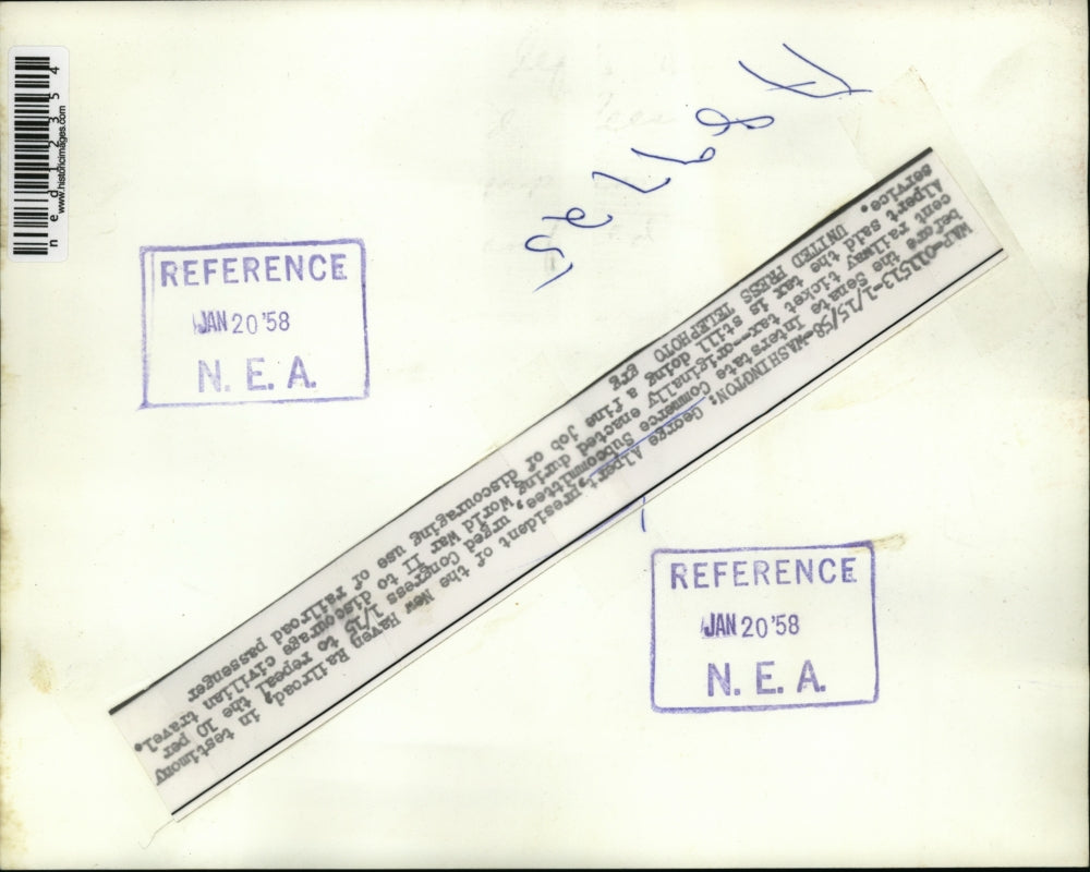 1958 Media Photo George Alpert Testifies before Senate