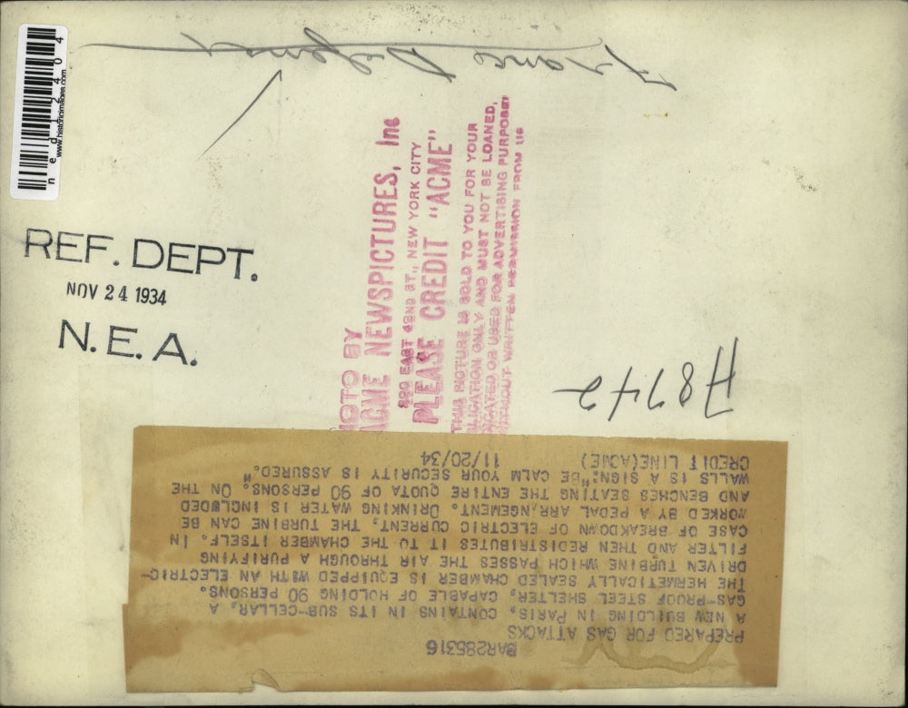 1934 Media Photo Sub-Cellar of New Building in Paris