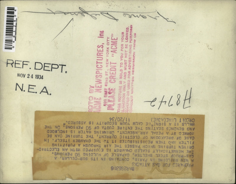Load image into Gallery viewer, 1934 Media Photo Sub-Cellar of New Building in Paris

