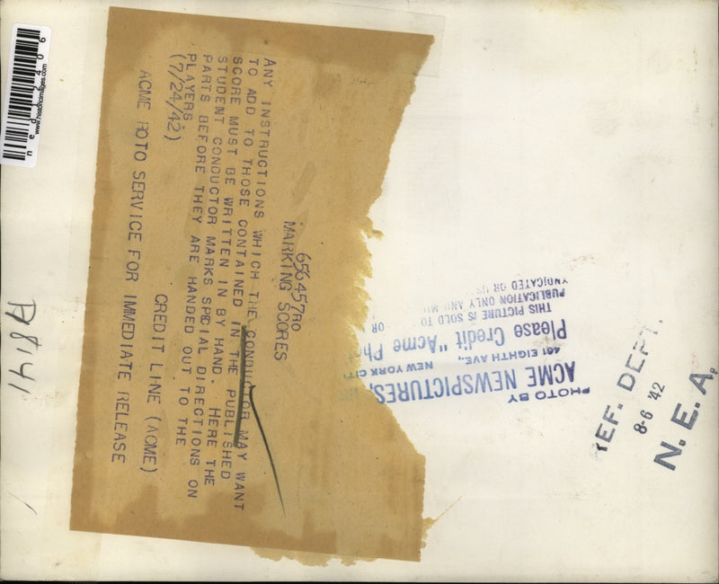 Load image into Gallery viewer, 1942 Media Photo Student Conductor Hand Marking Special Directions on Parts
