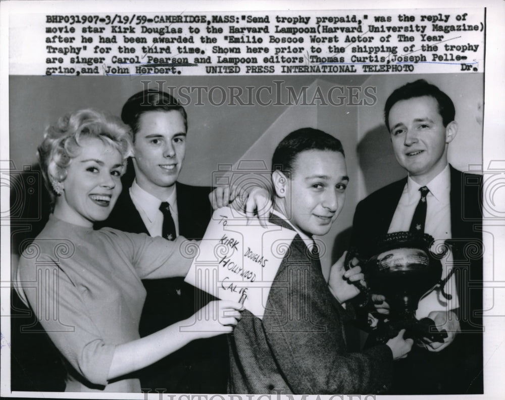 1959 Media Photo Singer Carol Pearson, Lampoon Editors T. Curtis, J. Pellegrino