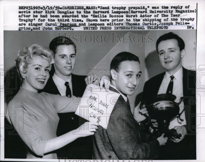 Load image into Gallery viewer, 1959 Media Photo Singer Carol Pearson, Lampoon Editors T. Curtis, J. Pellegrino

