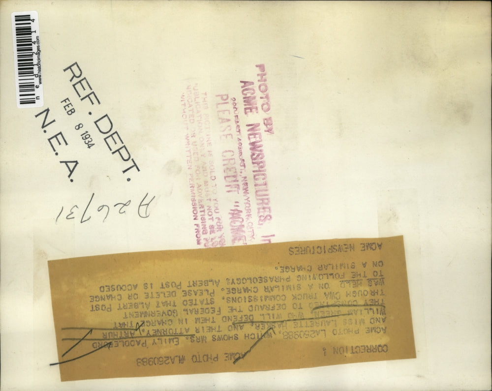 1934 Media Photo Mrs. Emily Paddleford, Laurette Hasker, Attorney Arthur Green