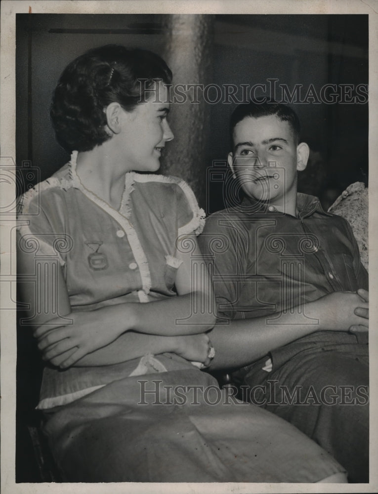 Load image into Gallery viewer, 1937 Press Photo Student punished by Mrs Morris Kathleen Dodd and Jack Jones
