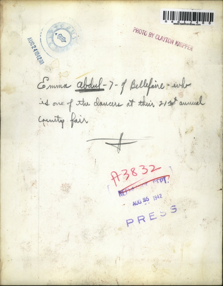 1942 Press Photo Emma Abdul, One Of The Dancers At The 21st County Fair