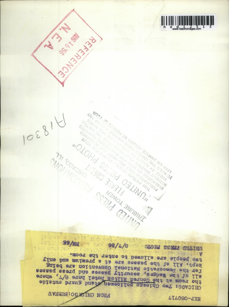 1956 Media Photo Two Chicago Policemen Guard Democratic National Convention Room