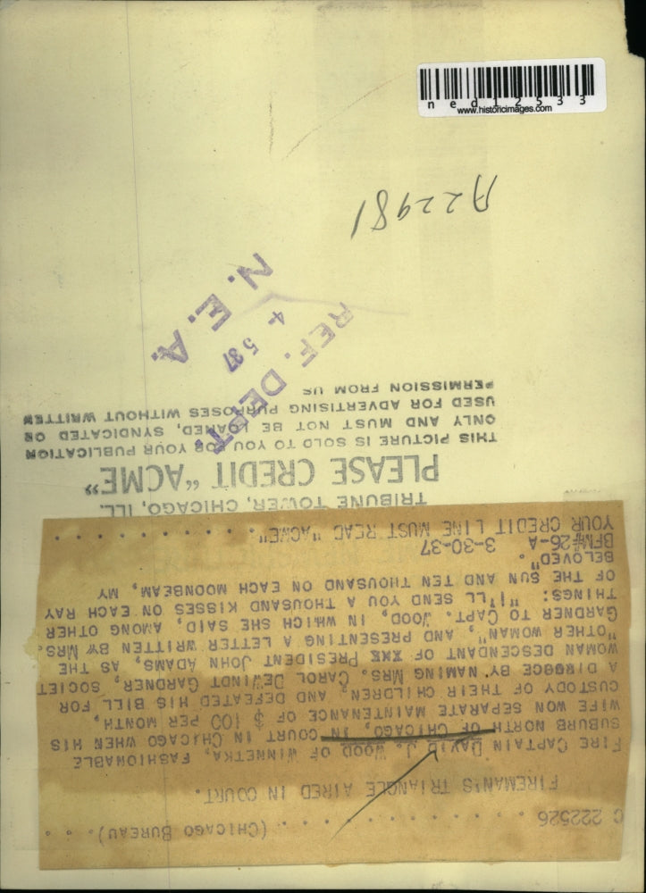 1937 Media Photo David J. Wood, Winnetka Illinois Fire Captain