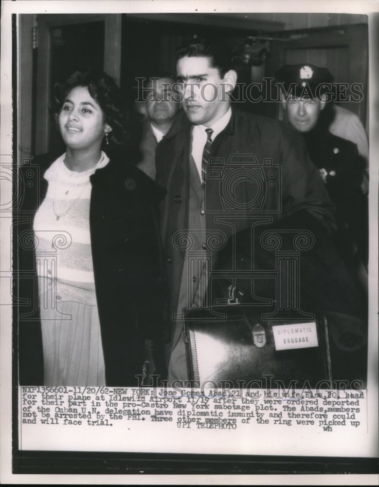 Load image into Gallery viewer, 1962 Media Photo NEW York Jose Gomez Abary and wife Else arrested for Sabatoge
