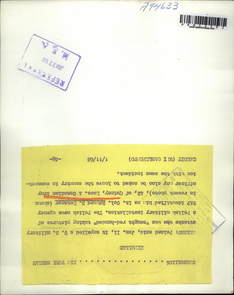 1968 Media Photo Expelled U.S. Military Attache Edward H Metzger