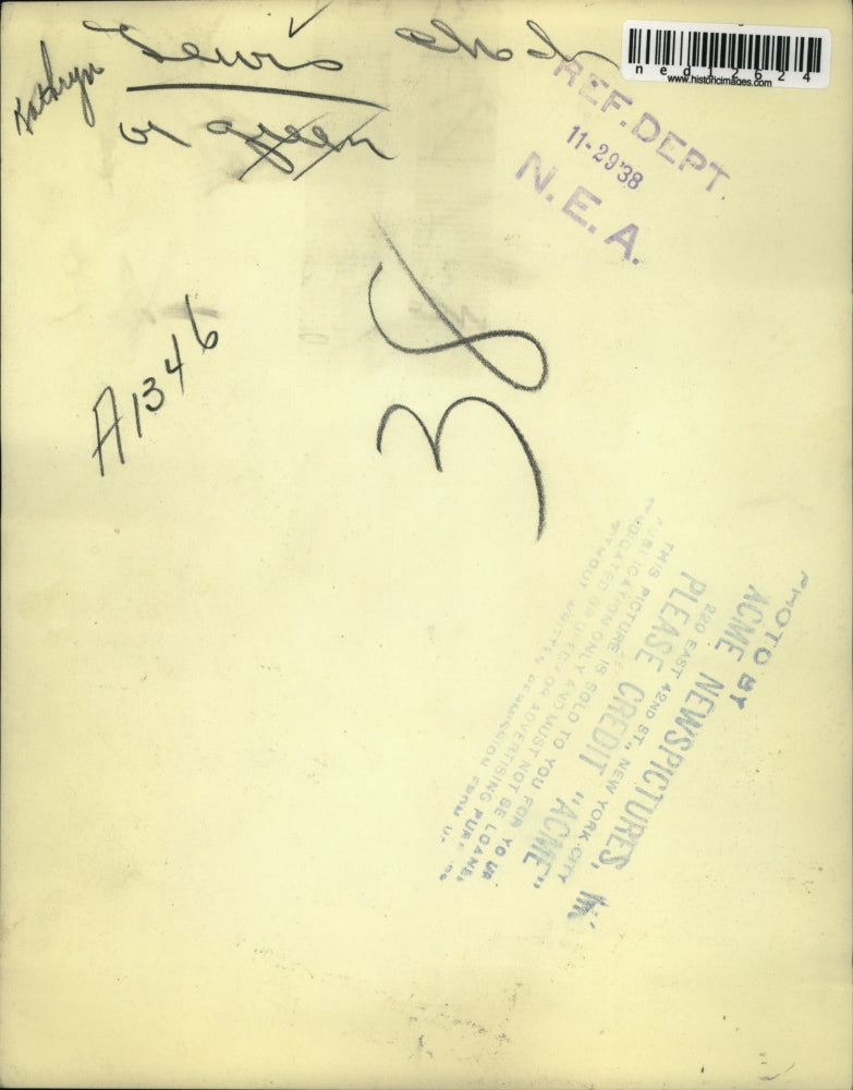 1938 Media Photo Kathryn Lewis Aboard Ship