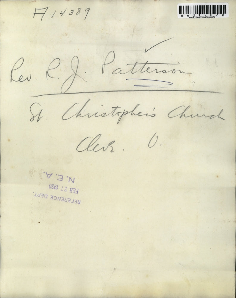 1930 Media Photo Rev. R.J. Patterson of St. Christopher's Church Cleveland OH