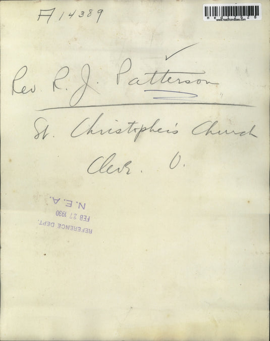 1930 Media Photo Rev. R.J. Patterson of St. Christopher's Church Cleveland OH