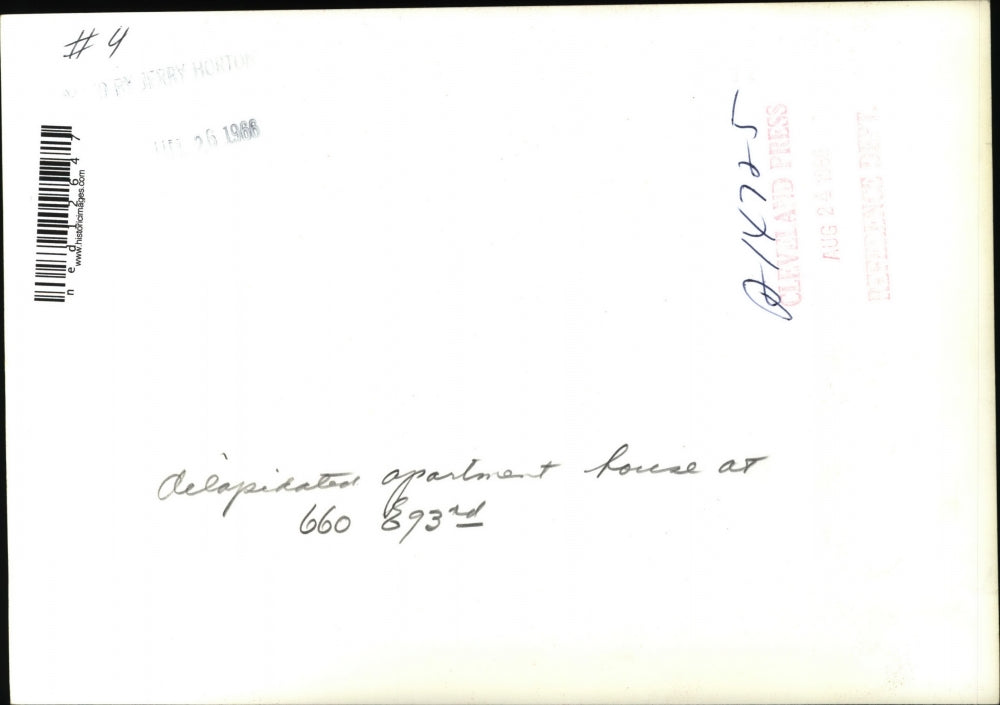 1966 Media Photo Dilapidated Apartment Building, Trash at 660 E 93rd Cleveland