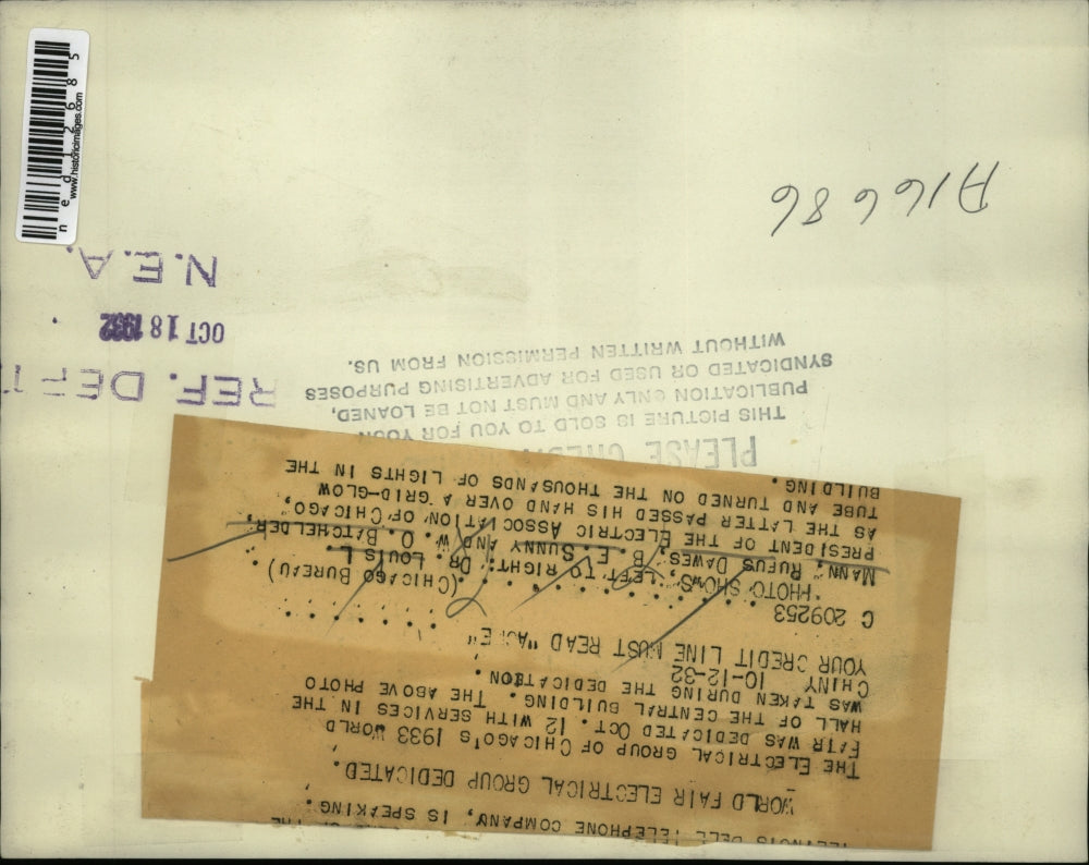 1932 Media Photo World Fair Electrical Group Dedication at Chicago