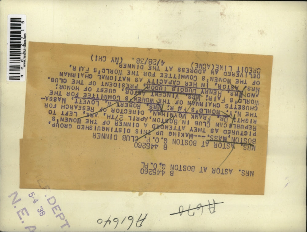 1938 Media Photo Distinguished group attended the Women's Republican Club dinner