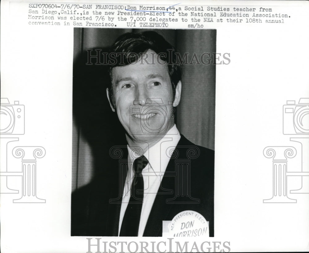 1970 Media Photo The new Pres. Don Morrison of the Nat. Education Association