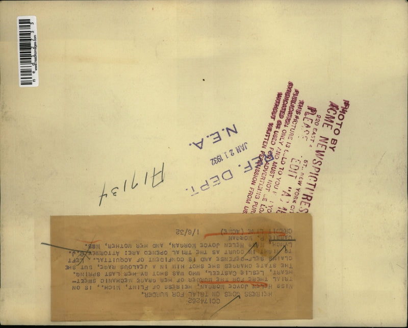 Load image into Gallery viewer, 1932 Media Photo Helen Joyce Morgan is on a trial for the murder case
