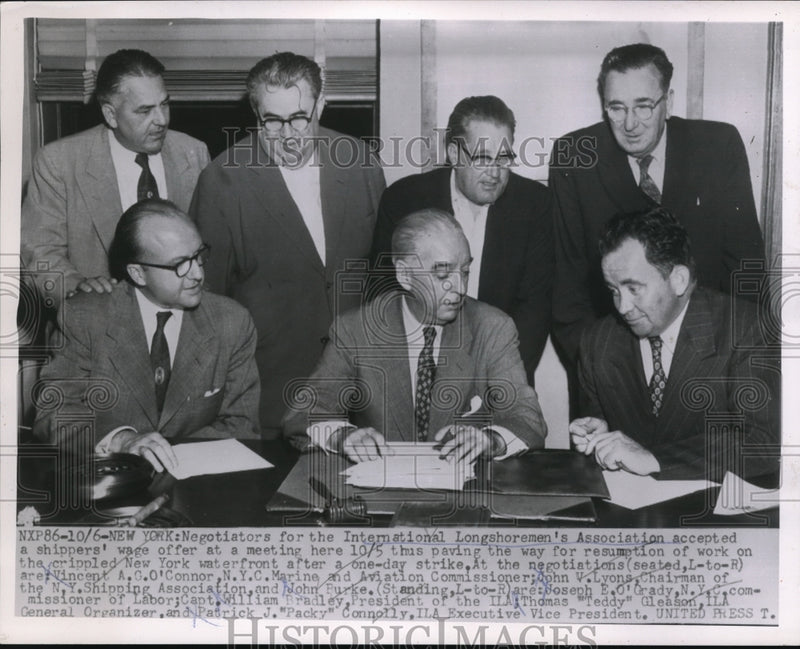 Load image into Gallery viewer, 1954 Media Photo NY ILA V O'Connor, JV Lyons,J Burke, J O'Grady
