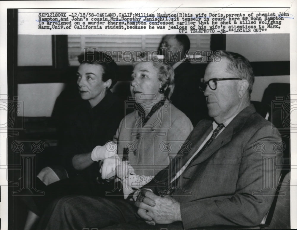 1958 Media Photo Oakland Calif Wm Hampton & Mrs D Janisch at trial of Hampton