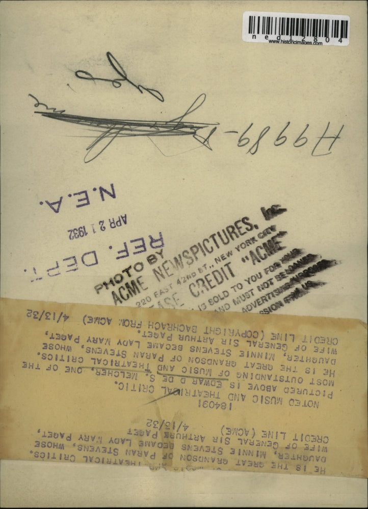 1932 Press Photo Edward De Melcher music & theater critic