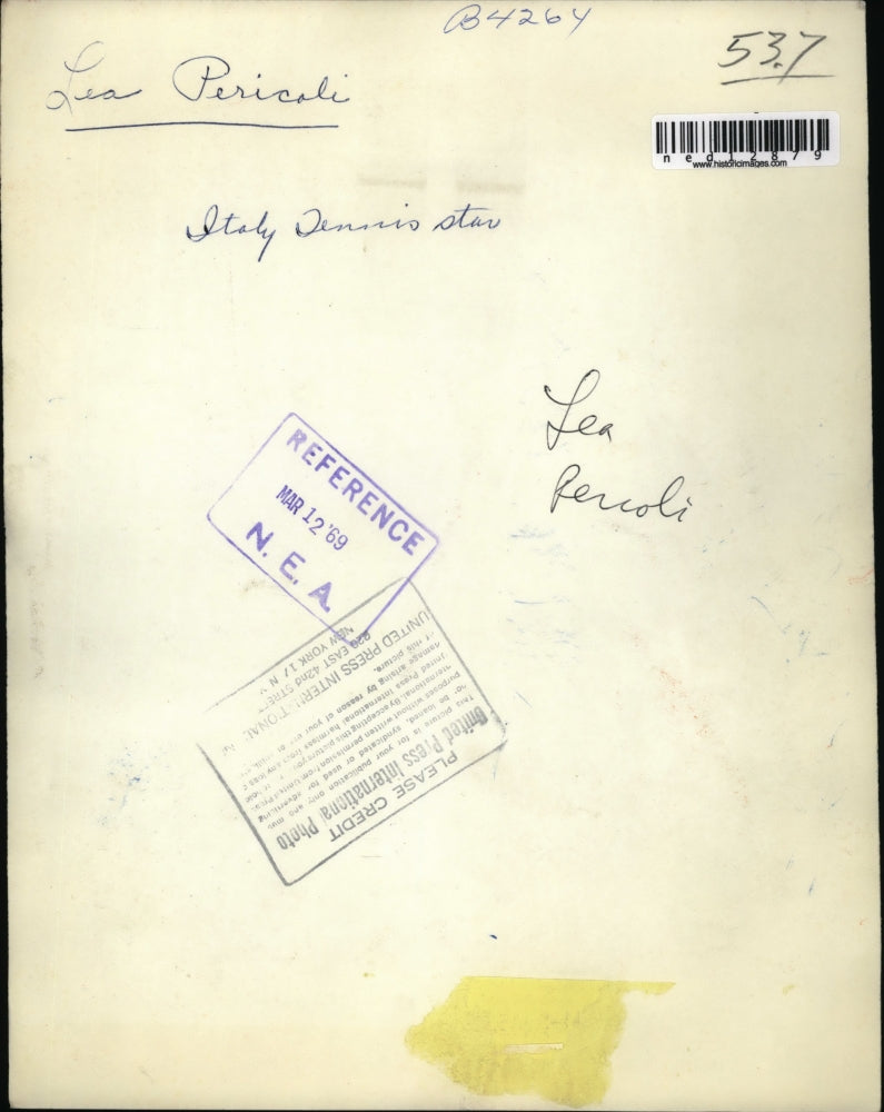 1969 Media Photo Italian tennis star Lea Pericoli