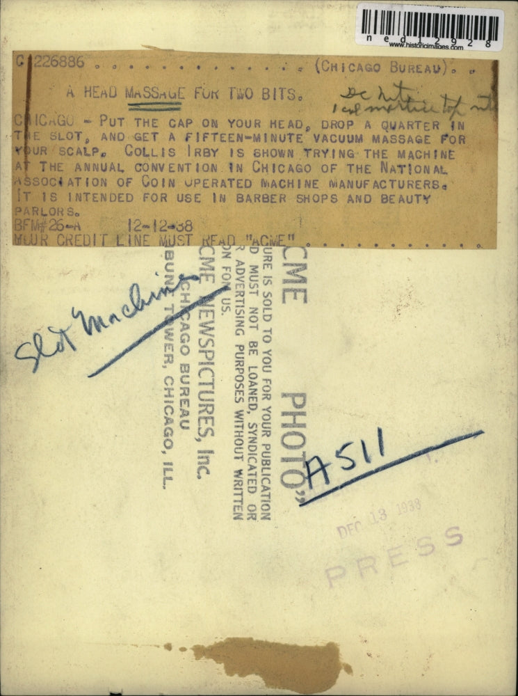 1938 Media Photo Chicago Collis Irby tries machine at Annual Convention of