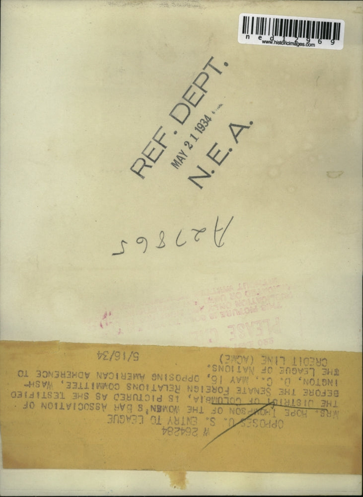 1934 Media Photo Mrs. hope Thompson of the Women's Bar Association of Columbia