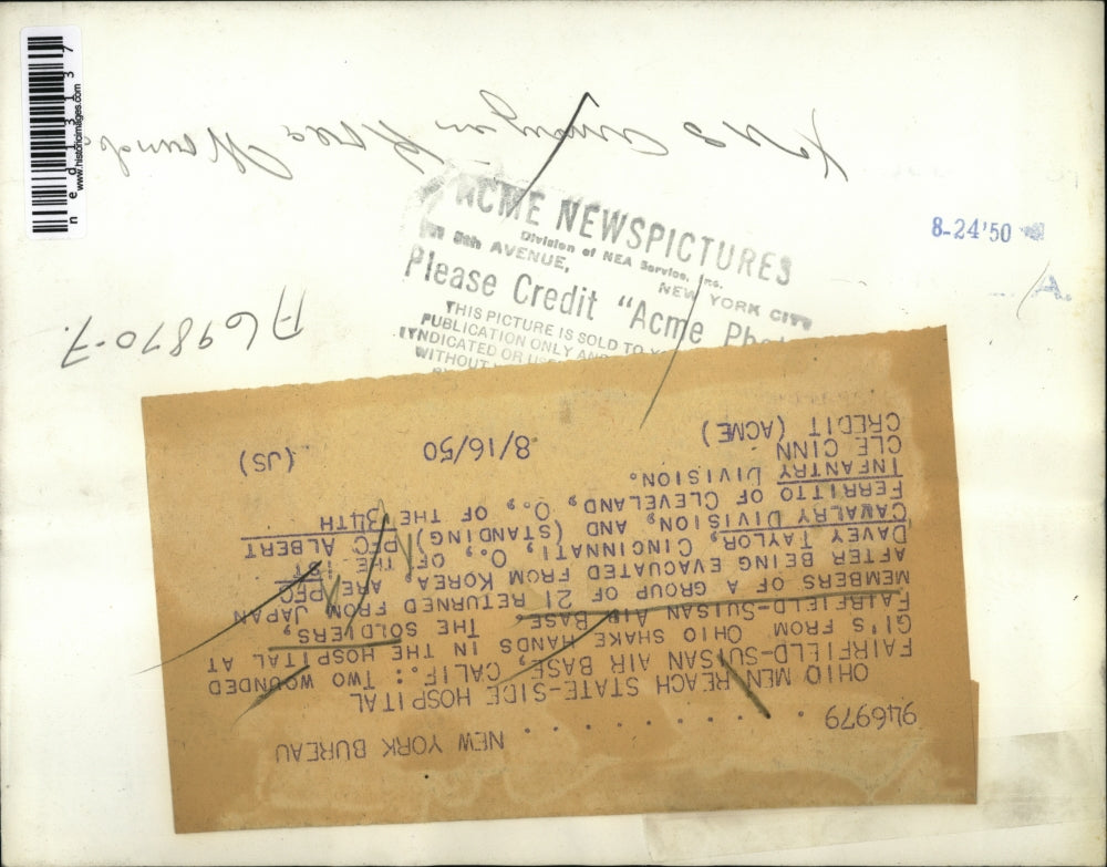 1950 Media Photo Fairfield Suisan AFB Calif. Pfc D Taylor, Al Ferrito