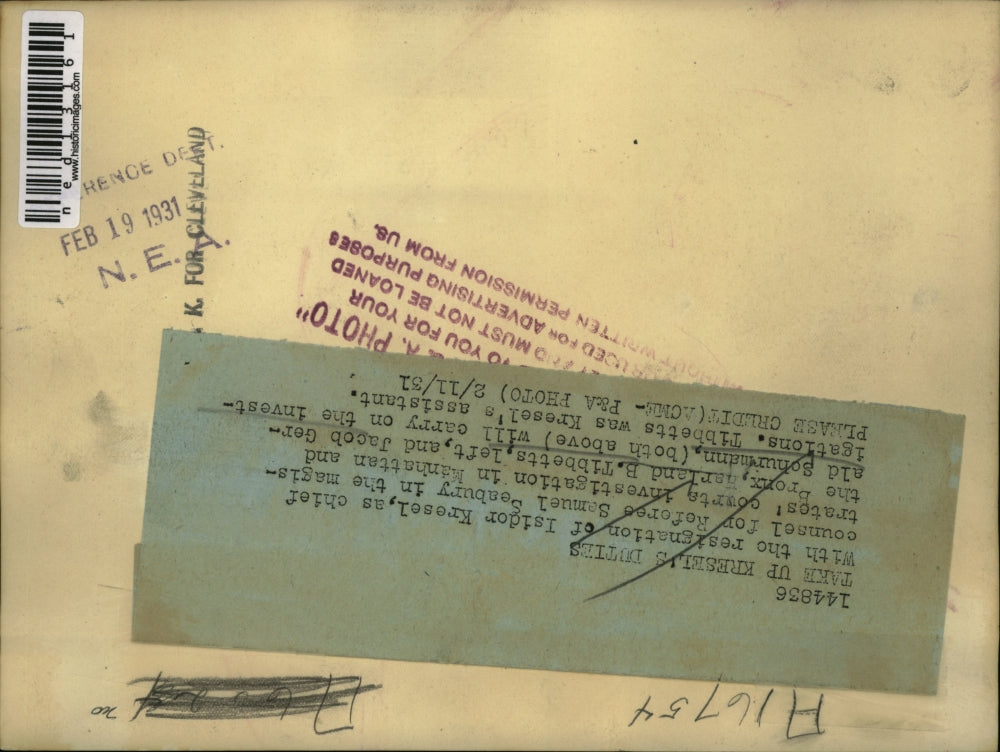 1931 Press Photo Harland Tibbetts, Jacob Gerald Schurmann, Court Investigators