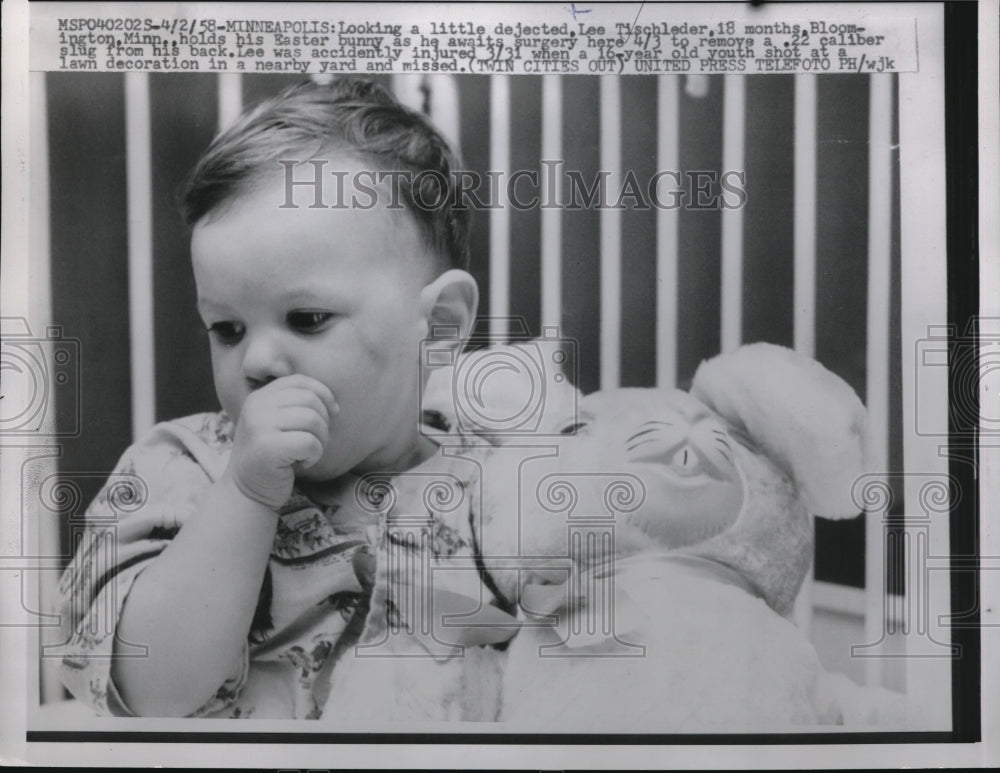 1958 Media Photo Minneapolis MN baby Lee Tischleder to have a bullet removed
