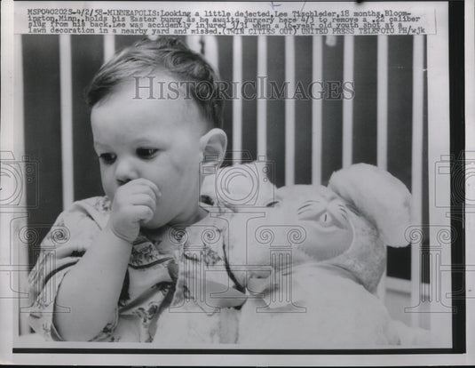 1958 Media Photo Minneapolis MN baby Lee Tischleder to have a bullet removed