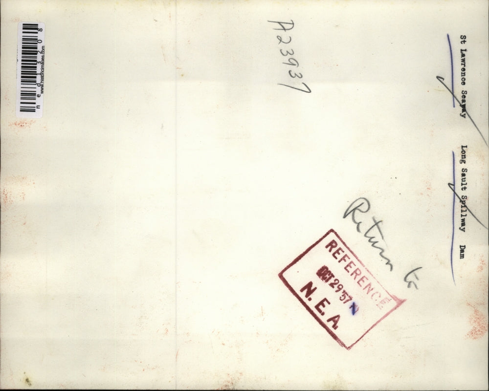 1957 Press Photo St. Lawrence Seaway Flowing Into The Long Sault Spillway Dam